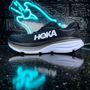 Hoka One One Bondi 8 Wide Women’s Walking Running Shoes Sneakers Black - 8.5